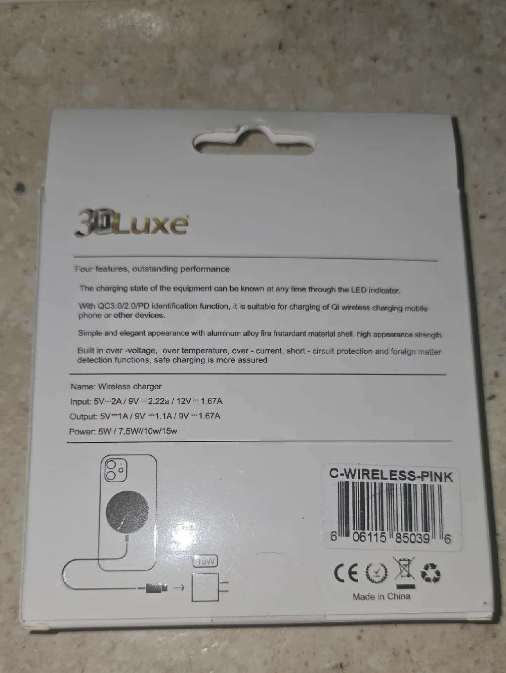 3D Luxe MagSafe Wireless Charging Pad, 3', Pink (C-WIRELESS-PINK) NIB
